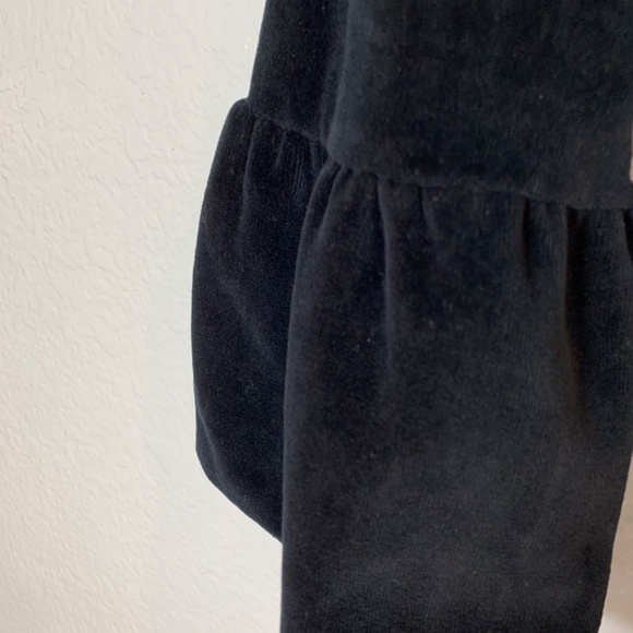 Betsey Johnson Black Velvet Short Robe Size Medium Pink Satin Bell Sleeve - Picture 7 of 11